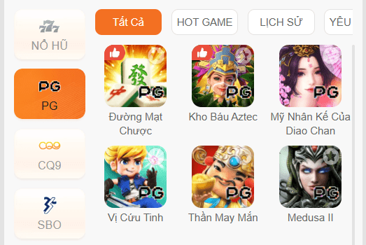 Danh sách sảnh slots hấp dẫn